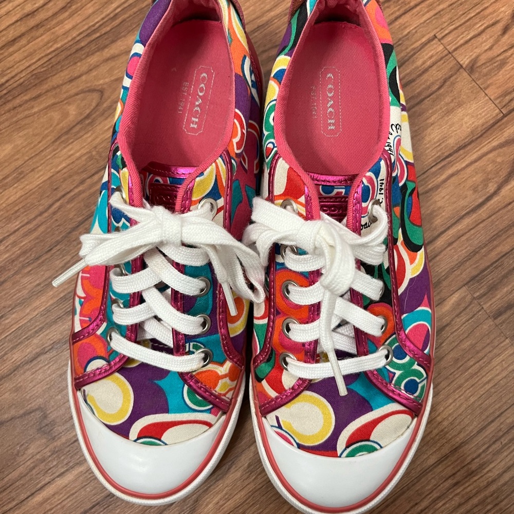 Coach Multicolor Pattern Sneakers with White Laces